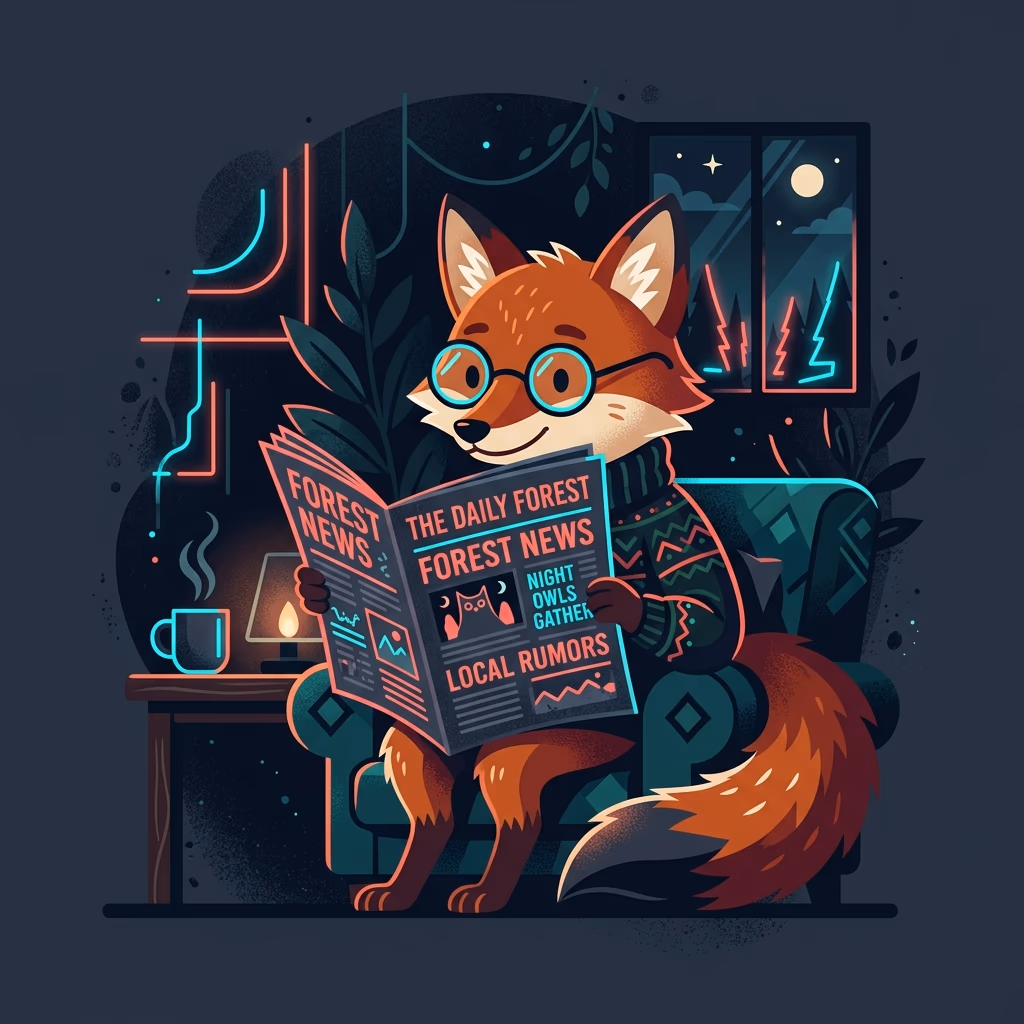 Fox reading a newspaper