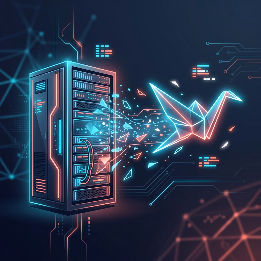Futuristic Server into Origami Crane