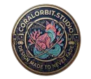 Coral Orbit Studio logo: a circuit fox on a wave inside a gold coin